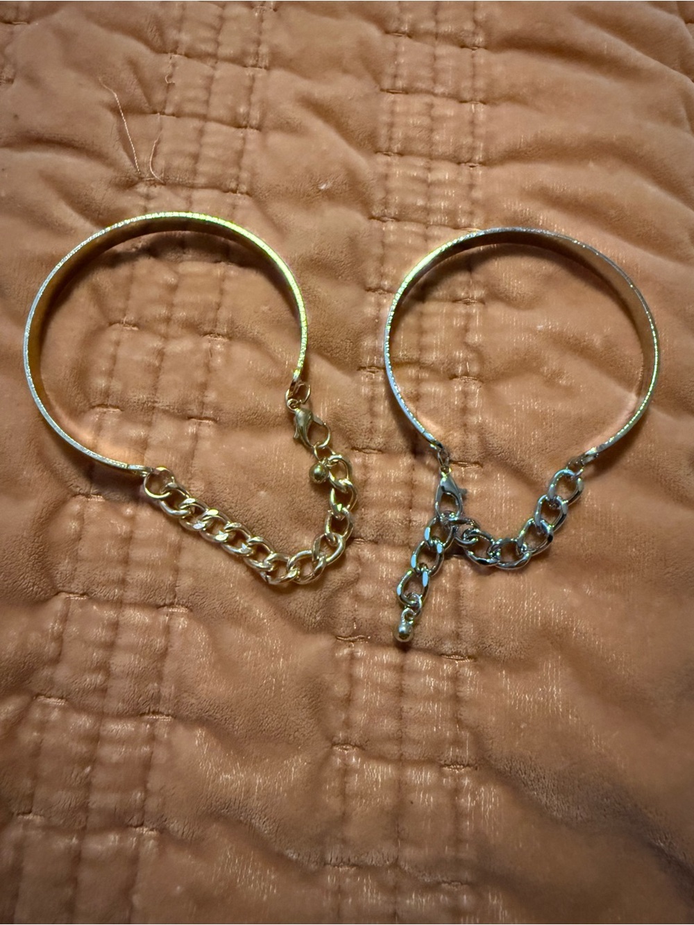 Gold and Silver Metal Chain Accent Bangle Bracelets - Women Fashion Jewelry